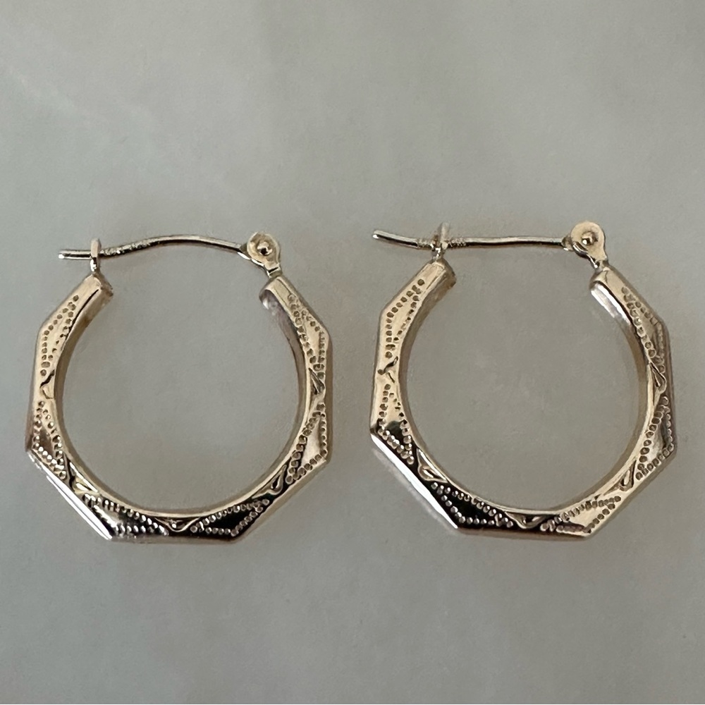 14k Solid Gold Hoop Earrings - Picture 2 of 16